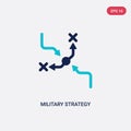 Two color military strategy graphic vector icon from army concept. isolated blue military strategy graphic vector sign symbol can