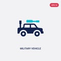 Two color military vehicle vector icon from army concept. isolated blue military vehicle vector sign symbol can be use for web,