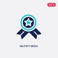 Two color militaty medal vector icon from army and war concept. isolated blue militaty medal vector sign symbol can be use for web