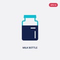 Two color milk bottle vector icon from fast food concept. isolated blue milk bottle vector sign symbol can be use for web, mobile