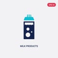 Two color milk products vector icon from farming and gardening concept. isolated blue milk products vector sign symbol can be use
