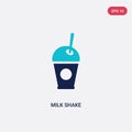 Two color milk shake vector icon from food concept. isolated blue milk shake vector sign symbol can be use for web, mobile and