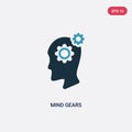 Two color mind gears vector icon from productivity concept. isolated blue mind gears vector sign symbol can be use for web, mobile