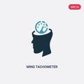 Two color mind tachometer vector icon from productivity concept. isolated blue mind tachometer vector sign symbol can be use for