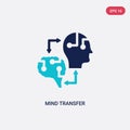 Two color mind transfer vector icon from artificial intellegence concept. isolated blue mind transfer vector sign symbol can be