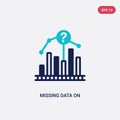 Two color missing data on analytics line graphic vector icon from business concept. isolated blue missing data on analytics line