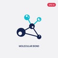 Two color molecular bond vector icon from education concept. isolated blue molecular bond vector sign symbol can be use for web,