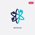Two color molecular vector icon from chemistry concept. isolated blue molecular vector sign symbol can be use for web, mobile and