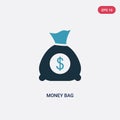 Two color money bag vector icon from strategy concept. isolated blue money bag vector sign symbol can be use for web, mobile and Royalty Free Stock Photo