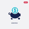 Two color moneybox vector icon from e-commerce and payment concept. isolated blue moneybox vector sign symbol can be use for web, Royalty Free Stock Photo