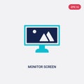 Two color monitor screen vector icon from computer concept. isolated blue monitor screen vector sign symbol can be use for web,