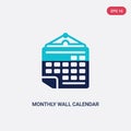 Two color monthly wall calendar vector icon from business and finance concept. isolated blue monthly wall calendar vector sign