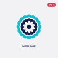 Two color moon cake vector icon from food and restaurant concept. isolated blue moon cake vector sign symbol can be use for web, Royalty Free Stock Photo