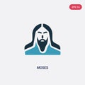 Two color moses vector icon from religion concept. isolated blue moses vector sign symbol can be use for web, mobile and logo. eps