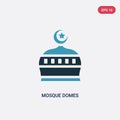 Two color mosque domes vector icon from religion concept. isolated blue mosque domes vector sign symbol can be use for web, mobile