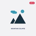 Two color mountain colapse vector icon from nature concept. isolated blue mountain colapse vector sign symbol can be use for web, Royalty Free Stock Photo