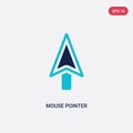 Two color mouse pointer vector icon from hardware concept. isolated blue mouse pointer vector sign symbol can be use for web,