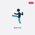 Two color muay thai vector icon from miscellaneous concept. isolated blue muay thai vector sign symbol can be use for web, mobile Royalty Free Stock Photo