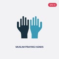 Two color muslim praying hands vector icon from religion-2 concept. isolated blue muslim praying hands vector sign symbol can be Royalty Free Stock Photo