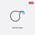 Two color muslim tasbih vector icon from religion concept. isolated blue muslim tasbih vector sign symbol can be use for web, Royalty Free Stock Photo