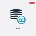 Two color mysql vector icon from programming concept. isolated blue mysql vector sign symbol can be use for web, mobile and logo.