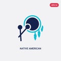 Two color native american drum vector icon from culture concept. isolated blue native american drum vector sign symbol can be use Royalty Free Stock Photo