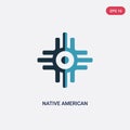 Two color native american sun vector icon from religion concept. isolated blue native american sun vector sign symbol can be use Royalty Free Stock Photo