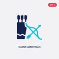 Two color native amertican arrows and quiver vector icon from culture concept. isolated blue native amertican arrows and quiver Royalty Free Stock Photo