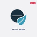 Two color natural medical pills vector icon from nature concept. isolated blue natural medical pills vector sign symbol can be use Royalty Free Stock Photo