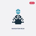 Two color navigation helm vector icon from people concept. isolated blue navigation helm vector sign symbol can be use for web,