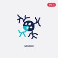 Two color neuron vector icon from human body parts concept. isolated blue neuron vector sign symbol can be use for web, mobile and