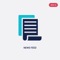 Two color news feed vector icon from general concept. isolated blue news feed vector sign symbol can be use for web, mobile and Royalty Free Stock Photo