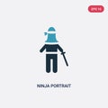 Two color ninja portrait vector icon from people concept. isolated blue ninja portrait vector sign symbol can be use for web,