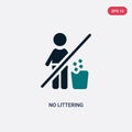 Two color no littering vector icon from maps and flags concept. isolated blue no littering vector sign symbol can be use for web,