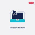 Two color notebook and mouse cursor vector icon from computer concept. isolated blue notebook and mouse cursor vector sign symbol Royalty Free Stock Photo
