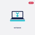 Two color notebook vector icon from army concept. isolated blue notebook vector sign symbol can be use for web, mobile and logo. Royalty Free Stock Photo