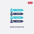 Two color numbe information vector icon from business concept. isolated blue numbe information vector sign symbol can be use for