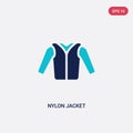 Two color nylon jacket vector icon from clothes concept. isolated blue nylon jacket vector sign symbol can be use for web, mobile