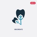 Two color obcordate vector icon from nature concept. isolated blue obcordate vector sign symbol can be use for web, mobile and