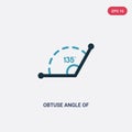 Two color obtuse angle of 135 degrees vector icon from other concept. isolated blue obtuse angle of 135 degrees vector sign symbol