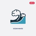 Two color ocean waves vector icon from nautical concept. isolated blue ocean waves vector sign symbol can be use for web, mobile Royalty Free Stock Photo