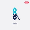 Two color offset vector icon from geometry concept. isolated blue offset vector sign symbol can be use for web, mobile and logo.