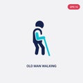 Two color old man walking vector icon from behavior concept. isolated blue old man walking vector sign symbol can be use for web, Royalty Free Stock Photo