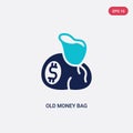 Two color old money bag vector icon from desert concept. isolated blue old money bag vector sign symbol can be use for web, mobile Royalty Free Stock Photo