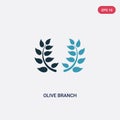 Two color olive branch vector icon from religion concept. isolated blue olive branch vector sign symbol can be use for web, mobile Royalty Free Stock Photo