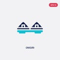 Two color onigiri vector icon from hotel and restaurant concept. isolated blue onigiri vector sign symbol can be use for web,