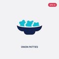 Two color onion patties vector icon from culture concept. isolated blue onion patties vector sign symbol can be use for web,