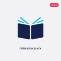 Two color open book black cover vector icon from education concept. isolated blue open book black cover vector sign symbol can be