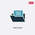 Two color open folder vector icon from shapes concept. isolated blue open folder vector sign symbol can be use for web, mobile and Royalty Free Stock Photo
