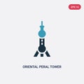 Two color oriental peral tower vector icon from monuments concept. isolated blue oriental peral tower vector sign symbol can be Royalty Free Stock Photo